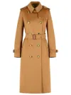 Burberry Long Cashmere Trench Coat Belted In Brown