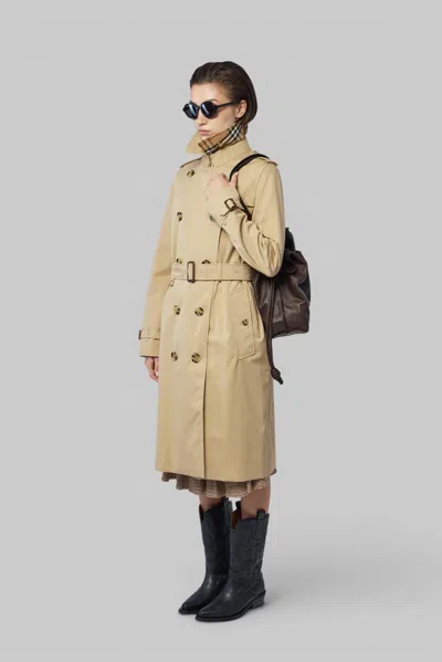 Burberry Long Kensington Heritage Trench Coat In Beige