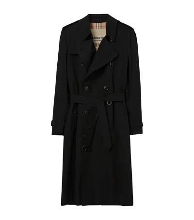 Burberry Long Kensington Heritage Trench Coat In Black