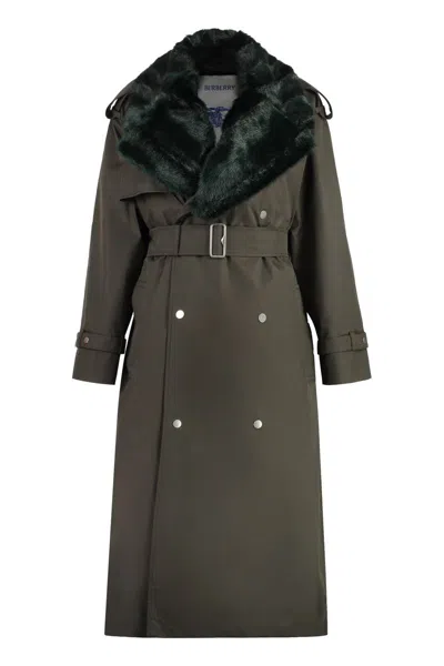 Burberry Long Kensington Trench Coat In Green