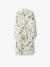 Burberry Long Knight Hardware Tricotine Trench Coat In Silver/white