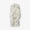 Burberry Long Knight Hardware Tricotine Trench Coat In Silver/white