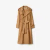Burberry Long Leather Castleford Trench Coat In Brown