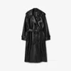 Burberry Castleford Leather Belted Trench Coat In Black