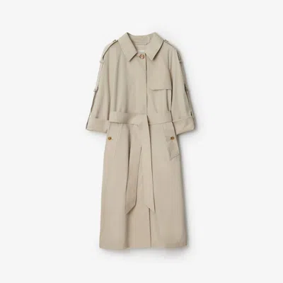 Burberry Long Lightweight Trench Coat In Stone