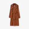 Burberry Long Nubuck Castleford Trench Coat In Brown