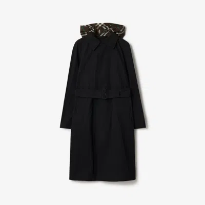 Burberry Long Nylon Cotton Car Coat In Black