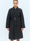 Burberry Long Nylon Cotton Padded Car Coat In Black