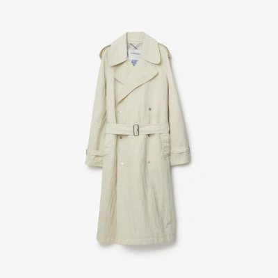 Burberry Long Nylon Trench Coat In Soap