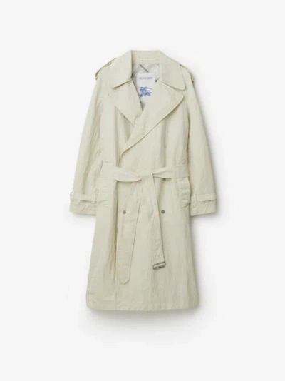 Burberry Long Nylon Trench Coat In Soap