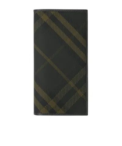 Burberry Long Plaid Wallet In Black