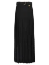 Burberry Bar Pleated Maxi Skirt With Belt In Black