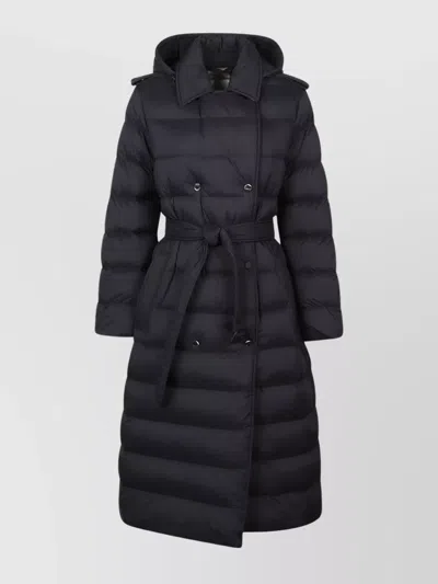 BURBERRY LONG QUILTED DOWN JACKET WITH DETACHABLE HOOD