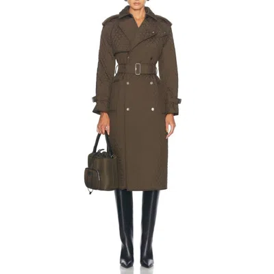 Burberry Long Quilted Trench Coat In Green