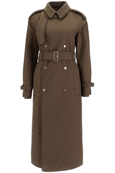 Burberry Long Quilted Trench Coat In Neutrals