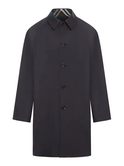 Burberry Long Reversible Car Coat In Gabardine In Black