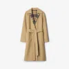 Burberry Checked-detail Wrap Coat In Flax