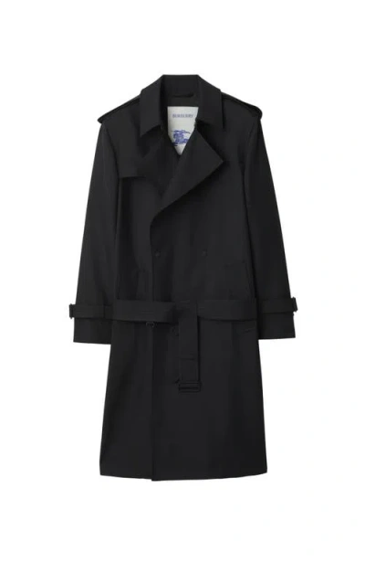 Burberry Long Trench Coat In Black