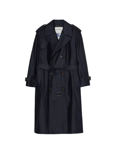 Burberry Long Silk Hoxton Trench Coat In Animal Print