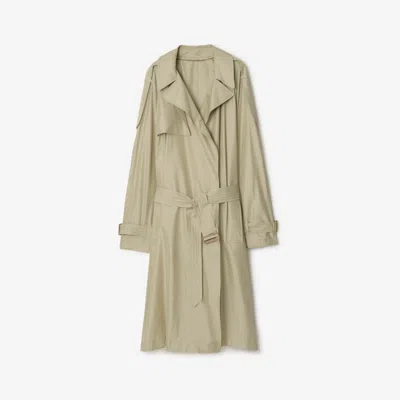 Burberry Sand Silk Trench Coat In Beige O Tan