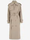 Burberry Double-breasted Silk Trench Coat In Beige