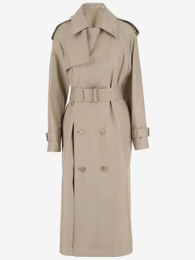 Burberry Double-breasted Silk Trench Coat In Millet