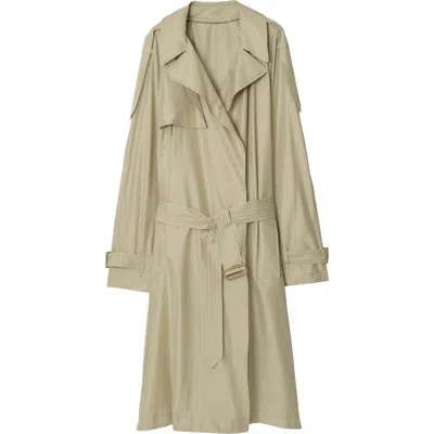 Burberry Sand Silk Trench Coat In Beige O Tan