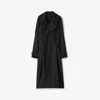 Burberry Double-breasted Silk Trench Coat In Black