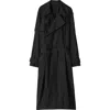 Burberry Double-breasted Silk Trench Coat In Black