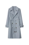Burberry Long Silk Trench Coat In Gale
