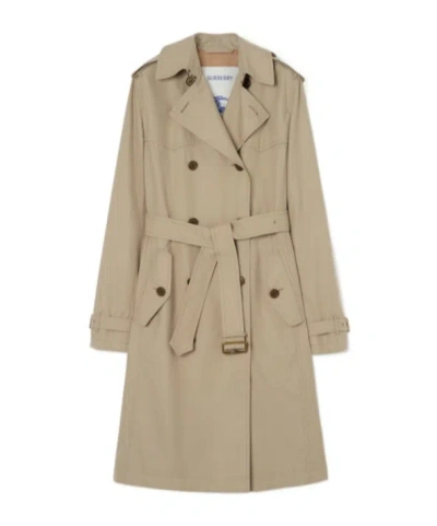 Burberry Long Silk-lined Tropical Gabardine Foxfield Trench Coat In Nude
