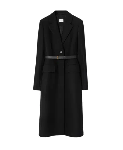 Burberry Long Single-breasted Coat In Black