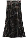 Burberry Long Multicolor Pleated Skirt With Check Motif In Wool Blend Woman In Black