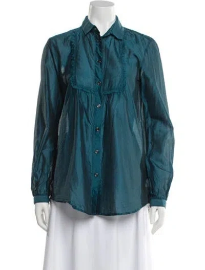 Pre-owned Burberry Long Sleeve Blouse In Blue