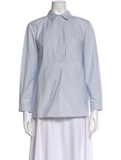 Pre-owned Burberry Long Sleeve Blouse In Blue