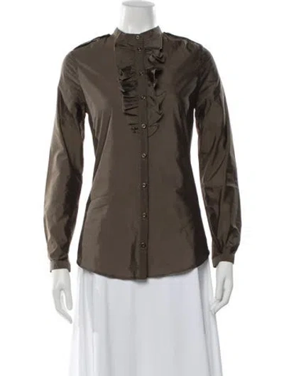 Pre-owned Burberry Long Sleeve Blouse In Green