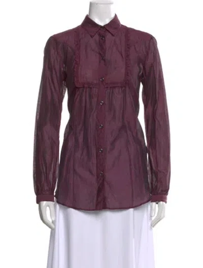 Pre-owned Burberry Long Sleeve Blouse In Purple