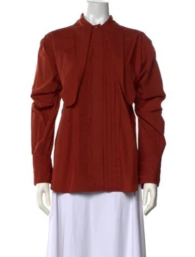 Pre-owned Burberry Long Sleeve Blouse In Red