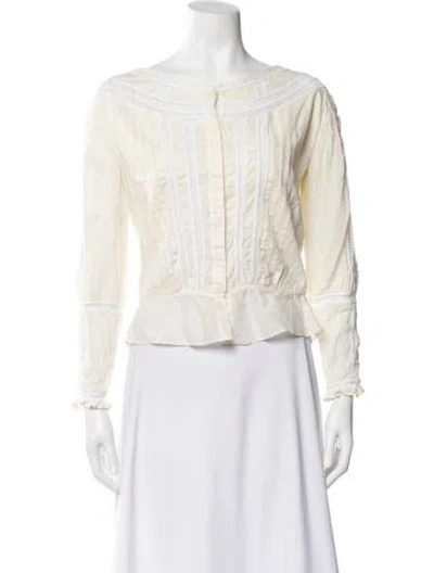 Pre-owned Burberry Long Sleeve Blouse In White