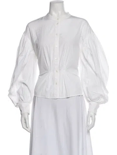 Pre-owned Burberry Long Sleeve Blouse In White