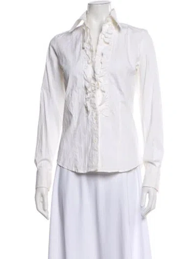 Pre-owned Burberry Long Sleeve Blouse In White