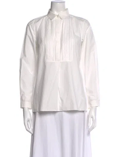 Pre-owned Burberry Long Sleeve Blouse In White