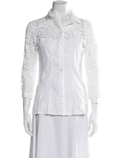 Pre-owned Burberry Long Sleeve Blouse In White