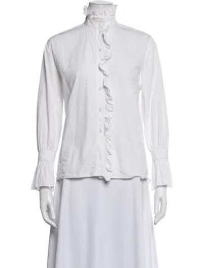 Pre-owned Burberry Long Sleeve Blouse In White