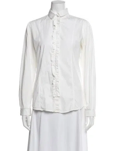 Pre-owned Burberry Long Sleeve Blouse In White