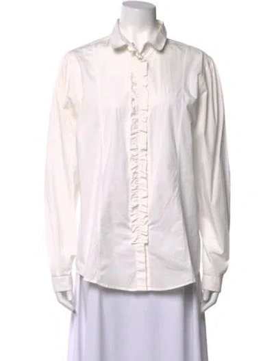 Pre-owned Burberry Long Sleeve Blouse In White