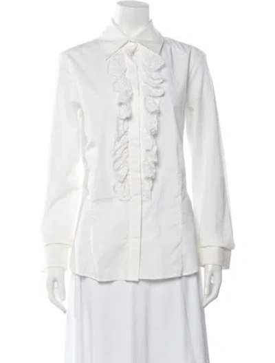 Pre-owned Burberry Long Sleeve Blouse In White