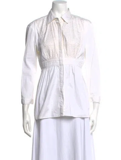 Pre-owned Burberry Long Sleeve Blouse In White