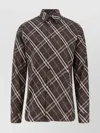 Burberry Long Sleeve Button-down Shirt With Plaid Design In Brown