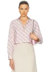 Burberry Long Sleeve Button Up Top In Floss Ip Check